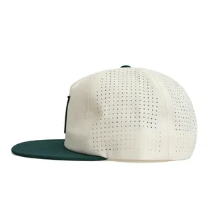 Waterproof Laser Cut Perforated Outdoor Running Hat Breathable 5 Panel Camper Caps for Men Women New Design Soft Top Sports Cap thumbnail-2