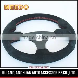 350mm Suede Alloy Steering Wheel Racing Sport Style 350mm Black thumbnail-1