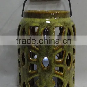 "pinsun"new Design Ceramic Lantern With Solor Light thumbnail-3