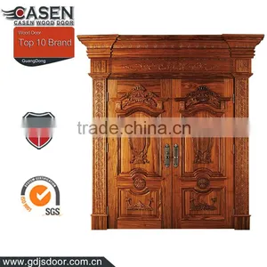 Flower Carving Double Swing Mahogany Villa Entrance Wood Design Door thumbnail-4