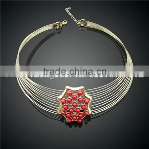 Gold Plated Fashion Jewelry Set in China With Red Coral Beads Design Jewelry thumbnail-2