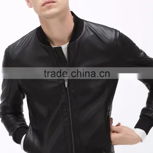 Plain Style With Nice Pockets Custom Man Fashion Leather Jacket thumbnail-4