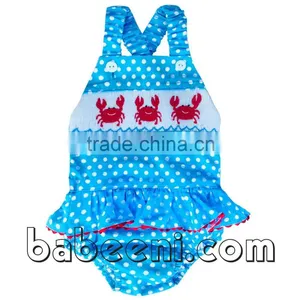 Cute Crab Hand Smocked Girl Swimwear thumbnail-1