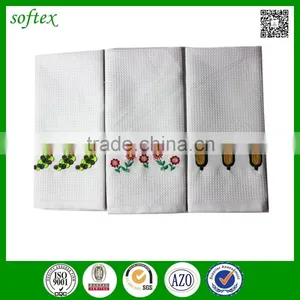 Top Quality Cotton Waffle Weave White Embroidery Kitchen Towels thumbnail-1