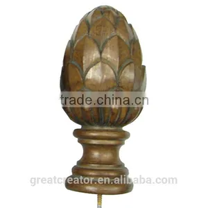 Antique Gold Leaf Large Artichoke Finial thumbnail-2