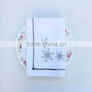 Hand Hemstitched Linen Napkin,snowflake Embroidered Napkin thumbnail-2
