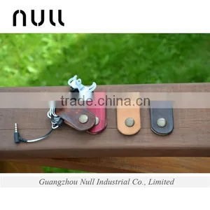 Genuine Leather Accessories Earphone Storage Holder With Clasp Button thumbnail-1