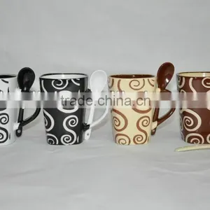 11oz Stoneware Hand-painted Mug With Spoon thumbnail-1