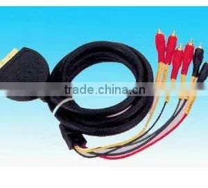 Scart Plug to 6 RCA Cable Black Color Cable Injection Rohs Comliant thumbnail-1