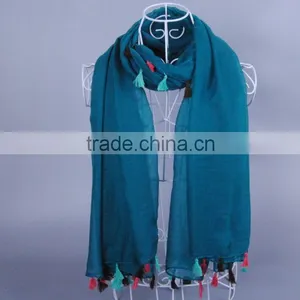 TOP Popular Plain Pure Color Women Scarf Voile Cotton Scarves 180*90 Pashmina thumbnail-2
