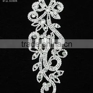 2015 Fancy Clear Embroidery Crystal Flower Applique thumbnail-1
