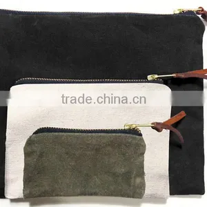 Custom High Quality Waxed Canvas Zipper Pouch Unisex thumbnail-5