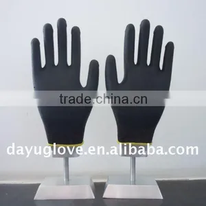 Knitted Glove With WPU (Waterborne PolyUrethane) Coating With Yellow Brim thumbnail-1