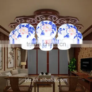 LED Morden Ceiling Light Beautiful Chandelier Jingdezhen Porcelain Light 9Head for Dining Bedroom Hotel Ceramic Lamp thumbnail-3