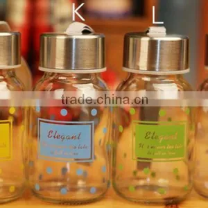 Pattern Colored Glass Drinking Bottles With ScrewMetal Lids thumbnail-5
