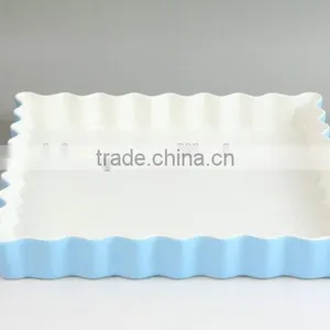 Bakeware Colorful Glazed Corrugated Ceramic Square Plate thumbnail-3