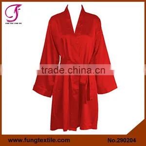 2902 Short Embroidered Words Women Solid Bridesmaid Kimonos Robes thumbnail-5