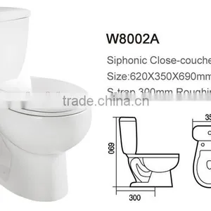 Porcelain Light Sky Blue Two Piece Toilet in China thumbnail-2