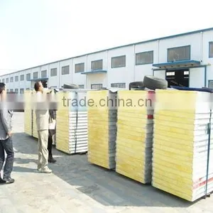 Blue Color 50thickness V-950 Rock Wool Sandwich Panel for Roofing /warehouse /prefab House Home/building Project thumbnail-1