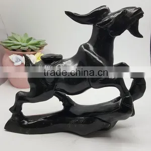 Obsidian Sheep Figurine Chinese Zodiac Animal Carvings thumbnail-1