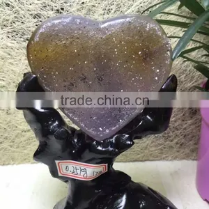 Natural Brazil Agate Love Heart Geodes Crystal Gifts For Sale thumbnail-1