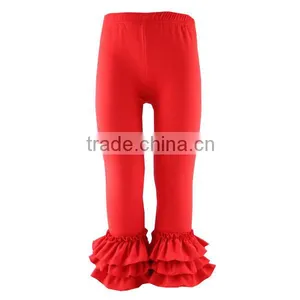 2016 Fall Boutique Girl Ruffled Pants Red Christmas Pants Wholesale Kids Ruffle Legging Baby Girl Ruffle Pants thumbnail-3