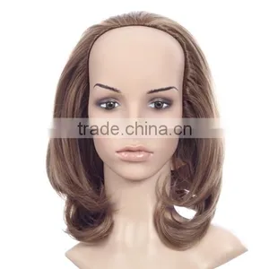 Fast Shipping Wholesale Cheap Synthetic Half Blonde Kinky Curly u Part Wig thumbnail-2