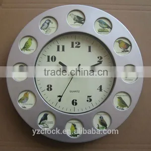 Round Photo Frame Wall Clock With 12 Bird Pictures and Sound thumbnail-1