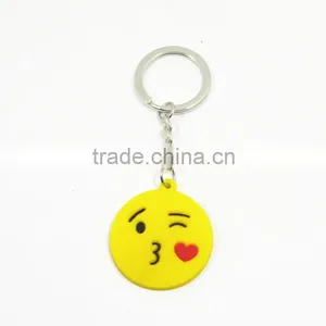 Wholesale Roller Funny Smile Face Custom Key Chain Soft PVC Key Ring thumbnail-1