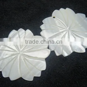 Best Quality New Arrival Mother of Pearl Flower Cut Stone With Beautiful Carving for Pendant and Earring thumbnail-2