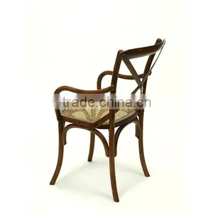 Leisure Foot Metal Bar Stool Antique Wood High Back Dining Chair thumbnail-1
