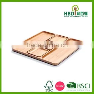 Hot Selling Wooden Divided Tray With Plate Bamboo Tray Wholesale thumbnail-3