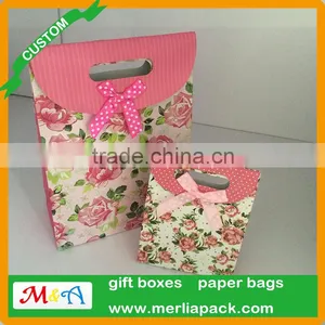 Bowknots Paper Foldable Carrier Gift Bags Wedding Favors 12x16x6cm Parties Bags thumbnail-2