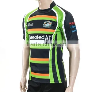 Tight Fit Newest Cheapest Yellow and Green Rugby Jersey thumbnail-3