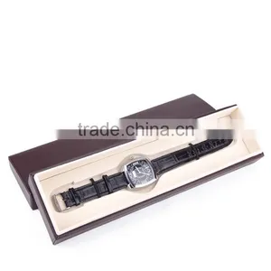 Wholesale Custom High-grade PU Leather Watch Box, Deep Coffee Color Beautiful Jewelry Box thumbnail-1