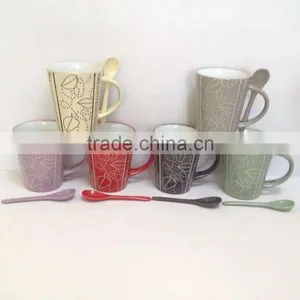 2016 Wholesale Glazed Porcelain Advertising Gift Mugs Cup With Spoon and Color Box thumbnail-4