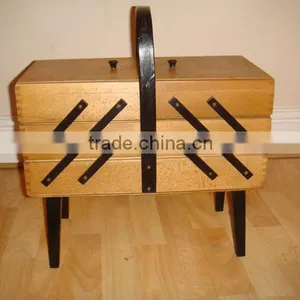 Best Antique Wooden Sewing Tool Box w/ Accessories thumbnail-1