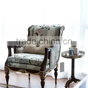 Vintage Style Villa Single Sofa Carved Wooden Living Room Arm Chair Imperial Gold Painted One Seat Sofa Chair thumbnail-1