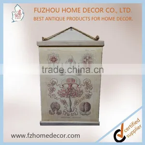 Classical Linen Printing Wall Scroll With Wooden Frame for Home Decor thumbnail-6