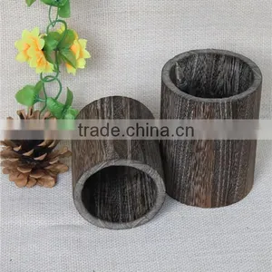 Round Burning Color Office Use Wooden Pencil Holder thumbnail-4