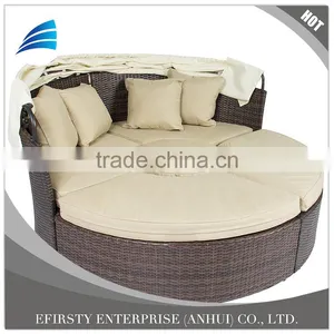 Outdoor Patio Rattan Wicker Sofa Bed Round Retractable Canopy Daybed thumbnail-4