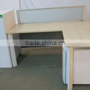 L-shape Office Workstation Desk Table Steel Wood Office Furniture thumbnail-1