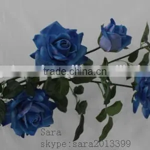 Bulk Artificial Fake Rose Flower Five Heads Royal Blue Flower Rose thumbnail-4
