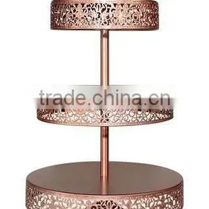 Copper Plated Metal 3 Tier Fancy Wedding Cake Stand thumbnail-1