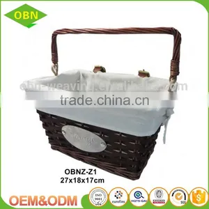 Customized Supplier Wholesale Durable Cheap Wood Chip and Wicker Bicycle Front Basket Bracket thumbnail-1