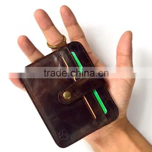 Genuine Leather Wallet Men Crazy Horse Card Holder Credit Card Holder Rfid Blocking Customized thumbnail-1