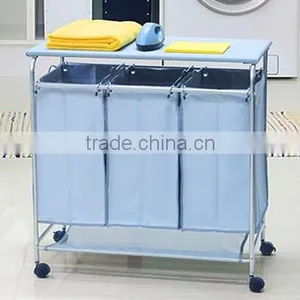 Wheeled Style and Hotel Usage Laundry Trolley Laundry Hamper With Ironing Board thumbnail-1