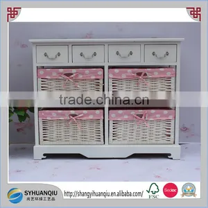 Shabby Chic Painted Storage Chest Wicker Basket Storage Painted Furniture thumbnail-1