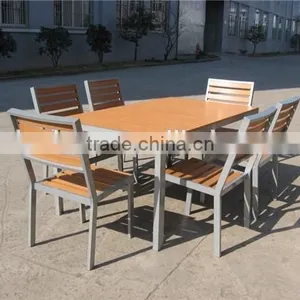 Model Plastic Wooden Garden Dining Table Set Outdoor Furniture thumbnail-1