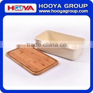 38x21x12 CM Bamboo Fiber Bread Box Bin With Cutting Board Lid Set thumbnail-2